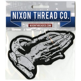 Praying Hands Patch | Religious Christian Iron or Sew On | Medium 5" | 3D Embroidered Patches - by Nixon Thread Co.