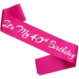 Novaflare Hot Pink It's My 40th Birthday Sash, 1 Count, Adult, Female, Birthday, Party Favor, 3.7 x 37.5 x 0.1 Inches
