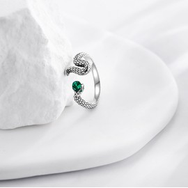 VENACOLY Snake Adjustable Ring 925 Sterling Silver Snake Mother's Day Jewellery for Women Mum