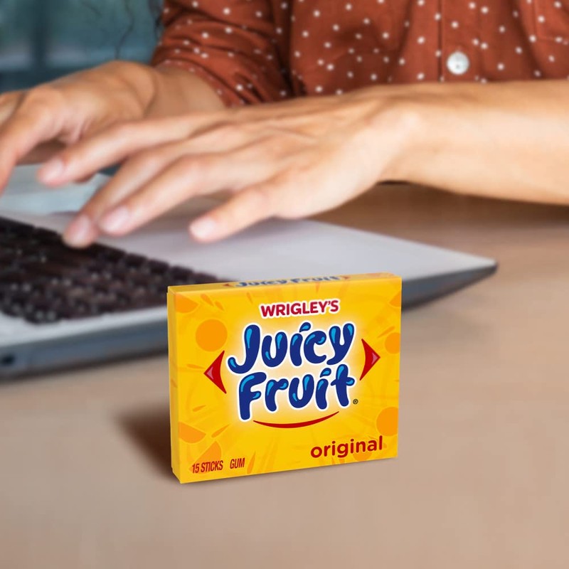 JUICY FRUIT Original Bubble Gum Chewing Gum Bulk Pack, 15