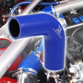 X AUTOHAUX 100mm Length 34mm Inner Diameter 90 Degree Elbow Silicone Hose Coupler Intercooler Tube for Car Intercooler Intake Piping Blue