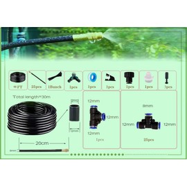 MOCOBER New drip Irrigation kit, Automatic Garden Watering System, Quick Connector and 360-degree Bending Dropper atomizing Copper Nozzle, Garden Plant Lawn Courtyard Watering System. (25spray nozzles)