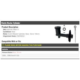 Marketplace Auto Parts Clutch Master Cylinder - Compatible with 1993-1996 Ford F-150