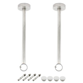 2 Pack Ceiling Mount Bracket, Stainless Steel Wardrobe Pipe Bracket Rod Holder Ceiling Holder, ULIFESTAR Shower Curtain Closet Wardrobe Rod Lever Support Pipe Flange Socket (D*H)33*500mm/1.3*20''
