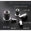 CO-RODE 120pcs 8-32 10-32 1/4"-20 5/16"-18 3/8"-16 304 Stainless Steel