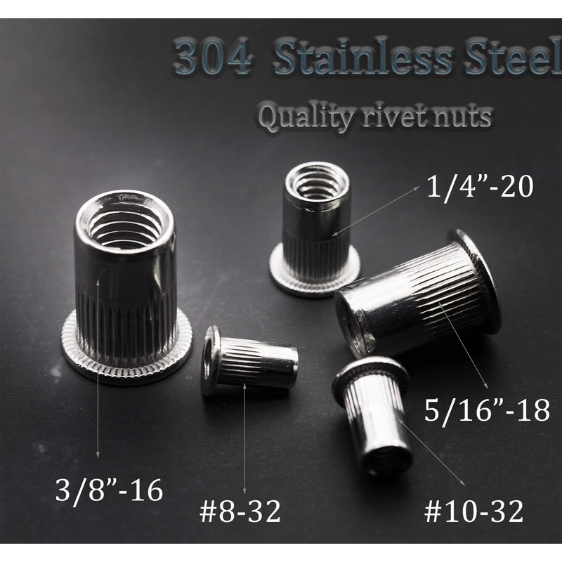 CO-RODE 120pcs 8-32 10-32 1/4"-20 5/16"-18 3/8"-16 304 Stainless Steel