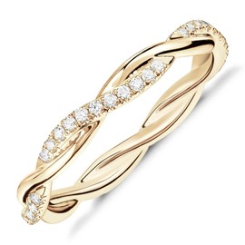 PAVOI 18K Gold Vermeil Cubic Zirconia Twisted Rope Eternity Band Yellow Gold for Women Size 7