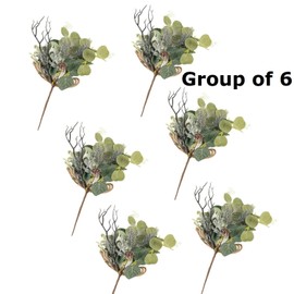 Factory Direct Craft Group of 6 Artificial Eucalyptus and Berry Christmas Floral Picks for Christmas Decorating and Winter Displays