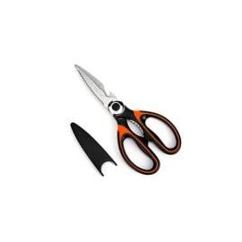 Kitchen Scissors with Protective Cover, Heavy Duty Stainless Steel, Orange Handle