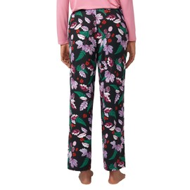 HUE Women's Lounge Pajama Separates, Christmas and Holiday Collection, Black Wonderful Winter-Sleep Pant, Large