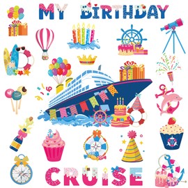 Cruise Door Magnets Decorations Stickers - 20 Pcs Colorful Birthday Cruise Ship Door Anchor Magnets Cruising Essentials for Ship Cabin Refrigerator Stateroom Decor