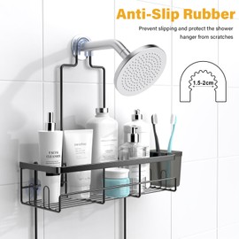 AKTECKE Shower Caddy Hanging Bathroom Organizer: Rustproof Shower Shelf for Inside Shower - No Drilling Shower Racks Over Showerhead - Bath Shower Shelves Rack for Shampoo Soap Black