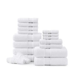 LANE LINEN LANE LINEN White Bath Towels - Bath Towels Sets for Bathroom, Zero Twist, Quick Dry, 6 Bath Towels, 6 Hand Towels, 6 Wash Cloths, 100% Cotton Towels for Bathroom, Soft, Extra Absorbent Shower Towels