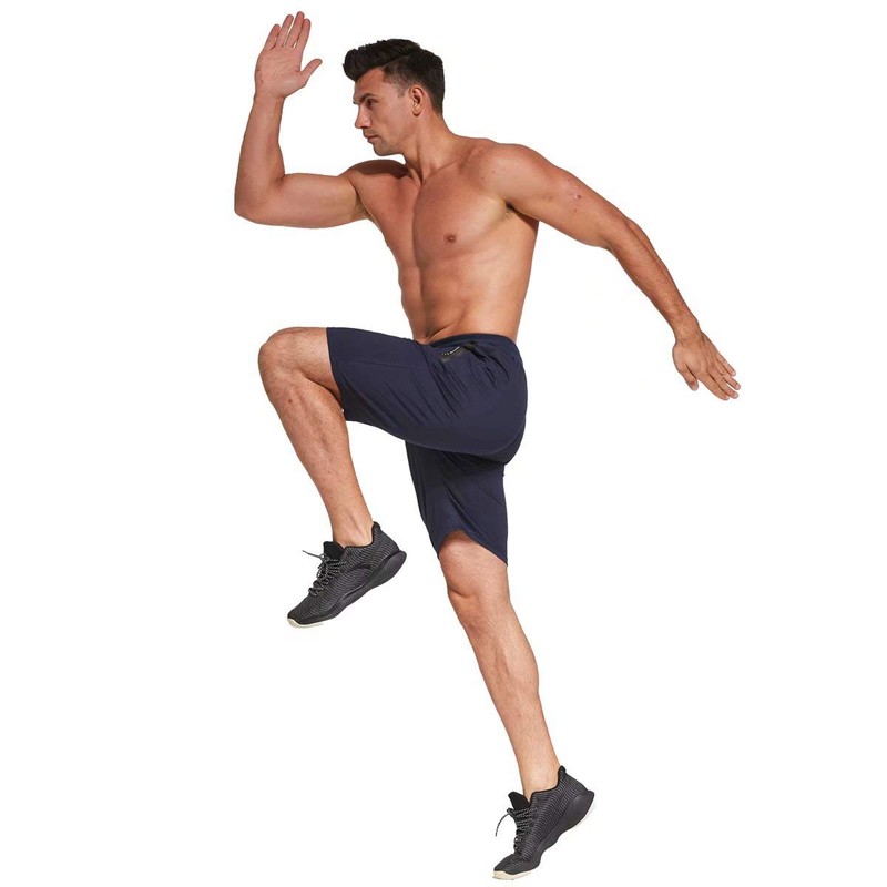 JustSun Men's Cotton Sports Shorts with Zip Pockets. - blue,
