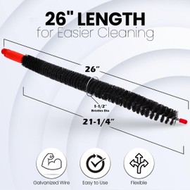 Vanitek Dryer Lint Brush Vent Cleaner, Long Flexible Refrigerator Condensor Coil Cleaning Brush, Fridge and Radiator Cleaner Brush, 26 Inch,1 PC