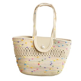 zuevichn Women's Summer Woven Bag, Tote Bag, Summer Shoulder Bag, Lightweight, Stylish, Shoulder Bag, Knitting, Cute, Simple, color