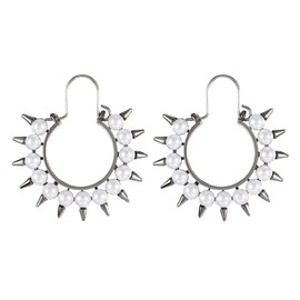 Punk Pearl Stud Earrings for Women,Gothic Black Rivet Awl Spike Piercing Hoop Earrings Hypoallergenic Minimalist Ear Jewelry (B)