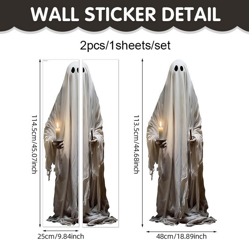 2 Sheets Halloween Decorations Window Clings Decor Double-Side Extra Large