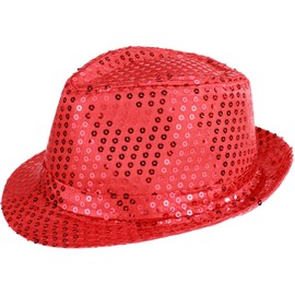 YeeHeen Sequin Hat for Men Women Western Fedora Hat Vintage Jazz Hats Red
