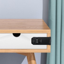 Mechanical Password Combination Rotary Hasp Latch Lock, 10.2 cm, Keyless Door Security Slide Latch for Doors, Cabinets (Black)