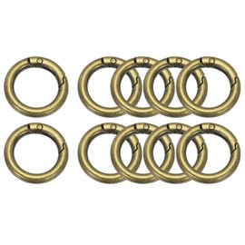 PATIKIL Metal Spring O Rings 19mm, 10 Pack Zinc Alloy Round Snap Clip Paracord Keychain Lanyard Trigger Keyring Buckle for Purse Shoulder Bag Handbag DIY Crafts, Bronze