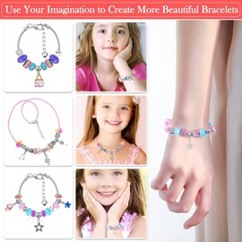 Kit para Hacer Pulseras Niñas, 112 Pcs Cuentas para Pulseras DIY, Bisutería para Pulsera y Collar, Set para Hacer Pulseras, Regalo para Año Nuevo, Cumpleaños, Navidad, a Niñas 4-16 Años