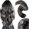 Hetto Micro Loop Hair Extensions Human Hair Ombre Black Micro