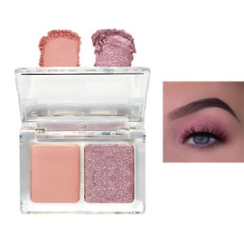 Pink Eyeshadow Palette,2 Colour Highly Pigmented Matte Shimmering Eye Shadow Make-Up Palettes for Women, Waterproof Long-lasting Eyeshadow Palette