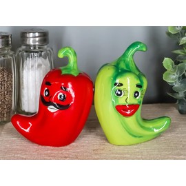 Ebros Gift Mexican Aye Jalapeno Chili Pepper Magnetic Salt and Pepper Shakers Ceramic Salt and Pepper Shakers Figurine Jalapenos Collectible
