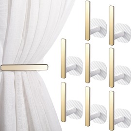 Curtain Holders Gold Curtain Holdbacks Self Adhesive Drapery Curtain Tiebacks L Shaped Curtain Hooks Nordic Style Window Treatment Holdbacks for Home Office Decorative Curtain Decor (White,8 Pcs)