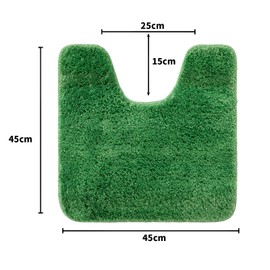 MIULEE Absorbent WC Toilet Rug Non Slip U Shape Bath Mat with High Hydroscopicity Rugs Super Soft Cozy and Shaggy Microfiber Rug Carpet for Bathroom 45x45 cm Grass Green