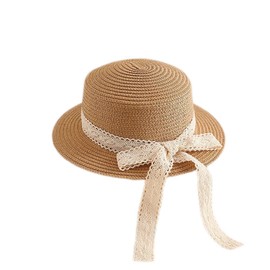 Little Girl Kids Breathable Summer Straw Hat Foldable UV Protection Bowknot Wide Brim Floppy Beach Sun Visor Hats (as1, Age, 3_Years, 6_Years, Hat-Brown)