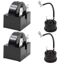 WANGCL 2 x Compressor Start Relay 3 Pin 15 Ohm + 2 x Compressor Overload Protection 1/4HP for Refrigerator Repair