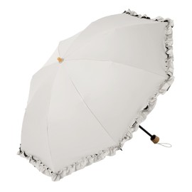 LIEBEN-0715 Folding Parasol Cool Plus UV Thermal Shielding Folding Umbrella, Ruffle, Women's, 19.7 inches (50 cm) x 8 Ribs, 100% Light Blocking, Uses Fabric Over 99.9% UV Protection, Heat Shielding