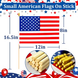 Small American Flags On Stick,4th Of July Decorations,Mini American Flags On Stick 8x12 Inch Hand Held Yard 4th Of July Flags Decorations,12PCS