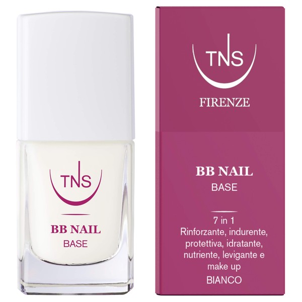 TNS Cosmetics BB Nail Base Coat and Strengthening Treatment 7 in 1 for Nails - 10 ml - White