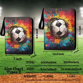 Soccer Card Binder 900 Pockets - Soccer Card Binder with Sleeves, Soccer Trading Cards Binder Collectible Trading Card Albums Organizer Case Fits 900 Cards with 50 Removable for Sports Game Cards