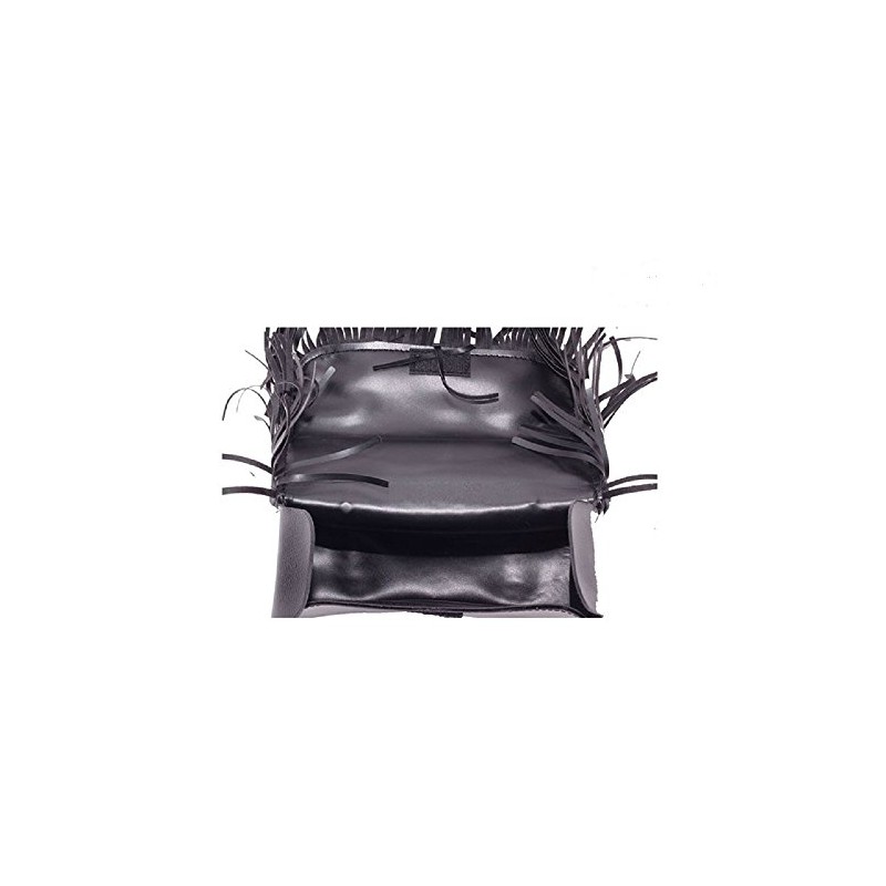 Black Motorcycle Tool Bag With Braid, Fringes & Concho-12-Inch