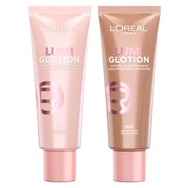 L'Oréal Paris Lumi Glotion Illuminating Liquid Illuminate and Sculpt - Beauty Routine Hydrate Face and Body Shades 901 Fair Glow + 903 Medium Glow - 2 x 40ml bottles