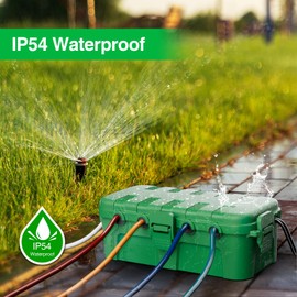 Flemoon Medium Outdoor Electrical Box (11.5x5.2x4 inch), IP54 Waterproof Extension Cord Cover w/ 6 Cable Entry Ports, Weatherproof Connection Box for Power Strip, Timer, Plug, Holiday Lights, Green