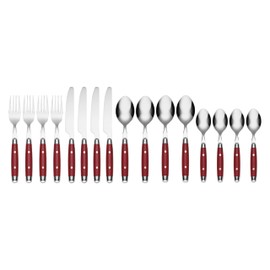 Cambridge 07216CBWD32R Jubilee Red 16-Piece Flatware Set, Thick Handles