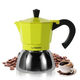 LAOION Stovetop Espresso Maker, 3Cup Moka Pot, Espresso Machine Compatible with Induction Cooktops, 150ml Stainless Steel & Aluminum Cuban Coffee Maker for Cafetera Cubana, Green