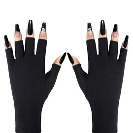 Doubao Anti UV Gloves for Gel Nail Lamp, Professional UV Protection Gloves for Manicures, Fingerless Gloves for Protecting Hands from Nails UV Light (Black)