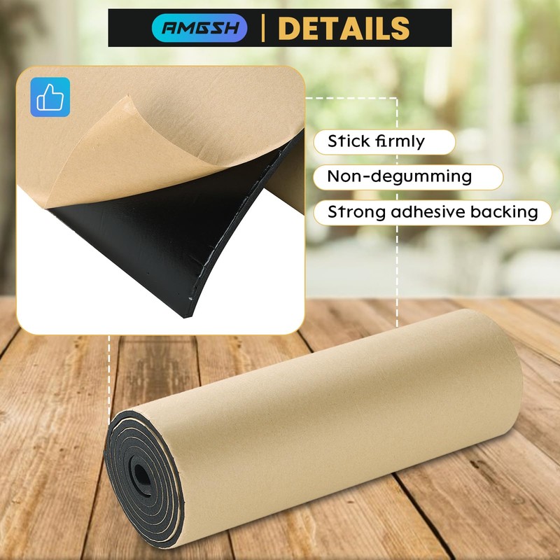 AMGSH Sponge Neoprene with Adhesive Foam Rubber Sheet, 1/4" T