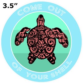 Athena Brands Tribal Turtle Come Out of Your Shell - Car Truck Window Bumper Sticker Decal - Wakeboard Blue