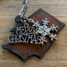Washington Christmas Ornament, 2" Metal Ornaments with Merry Christmas & Snowflake Charms