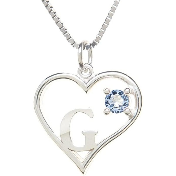 Icy Jewelry - Sterling Silver Heart and Letter Personalized Birthstone