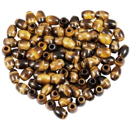 KYEYGWO Tiger's Eye Stone Large Hole Polished Gemstone Beads for Bracelets, Oval Loose Charms European Bead for Jewelry Making, Pack of 20