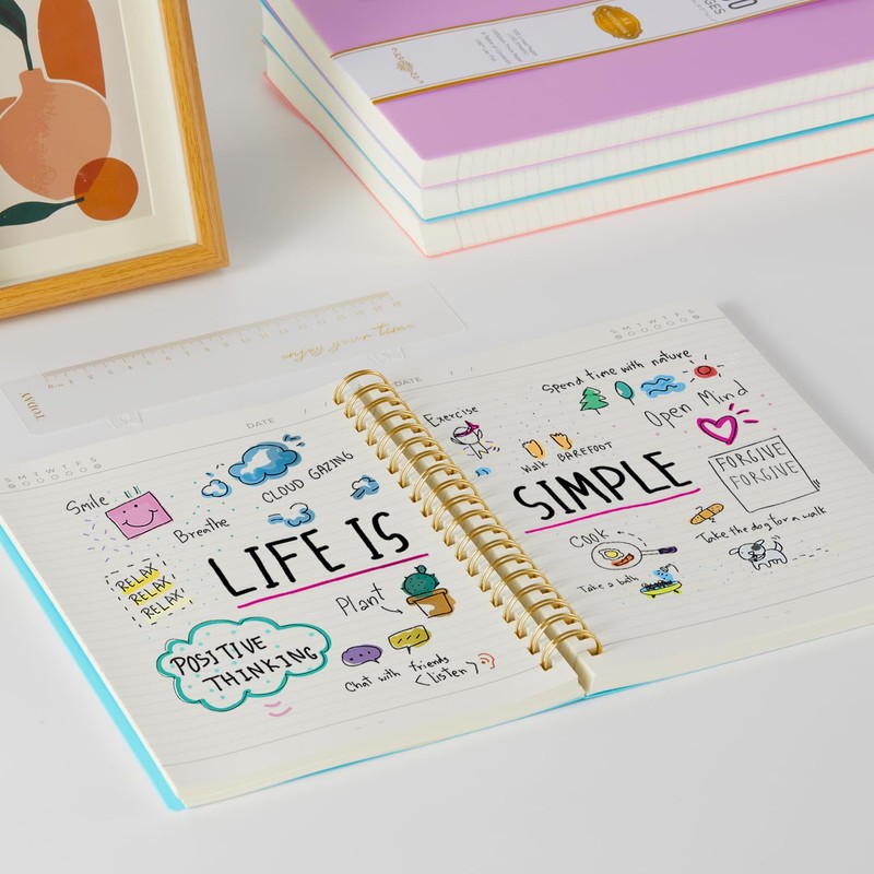 NIRMIRO Notebook Notepad A5, 300 Pages Wirebound Spiral Notebooks for