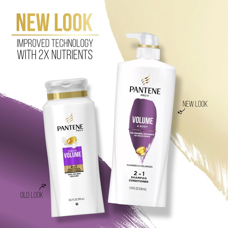 PANTENE PRO-V Volume & Body 2in1 Shampoo + Conditioner, 17.9oz/530mL